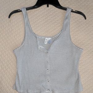 Striped button up tank top